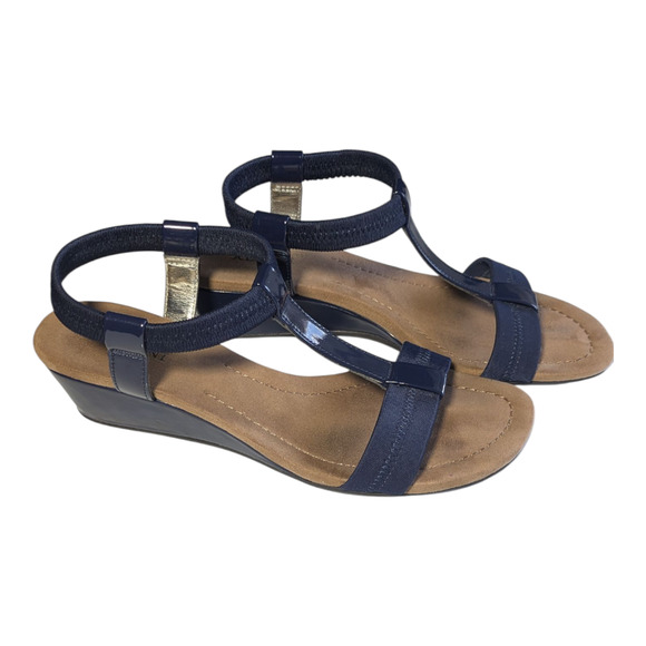 Alfani - Women's Step 'N Flex Voyage Wedge Sandals - Navy - Size 6M-With Box - Picture 2 of 6